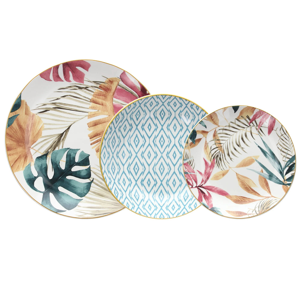 Vajilla Madison tropical, 18 piezas