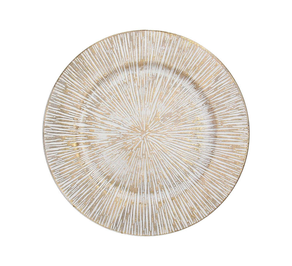Bajo plato blanco y dorado textura Radial