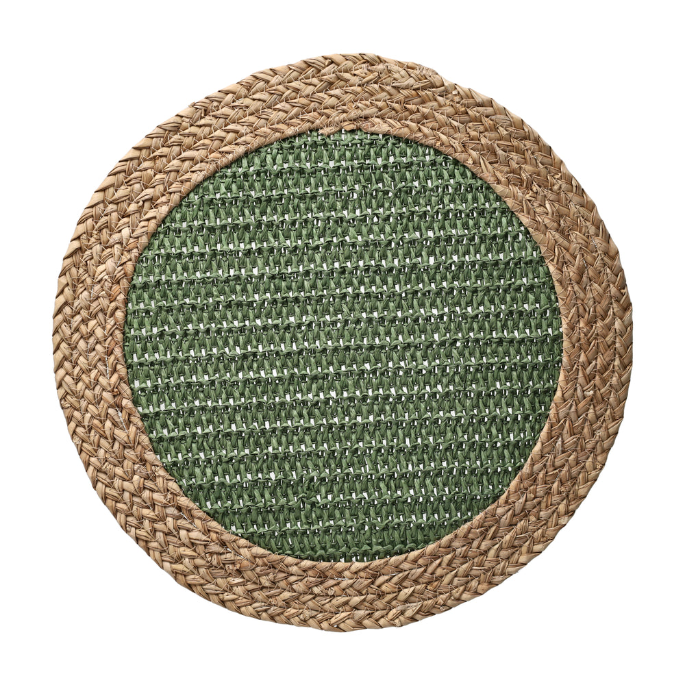 Bajo plato yute reed verde oscuro 38cm