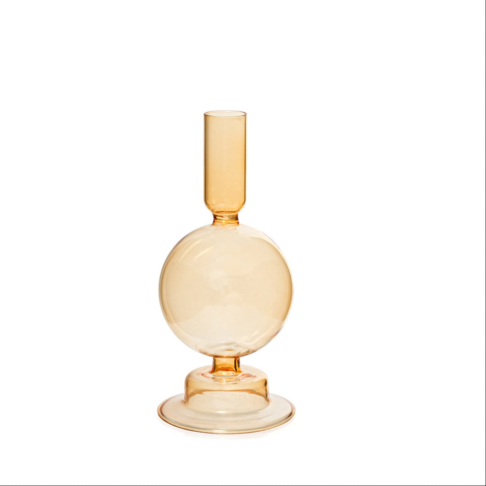 Candelabro vidrio naranja 8x18 cm
