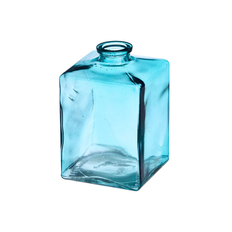 JARRON DE CRISTAL CUADRADO TURQUESA