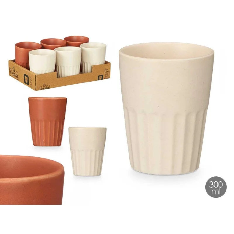 SET 6 VASOS CAFÉ CORTADO EN TERRACOTA Y BEIGE