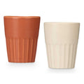 SET 6 VASOS CAFÉ CON LECHE CERÁMICOS EN TERRACOTA Y BEIGE