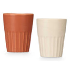SET 6 VASOS CAFÉ CON LECHE CERÁMICOS EN TERRACOTA Y BEIGE