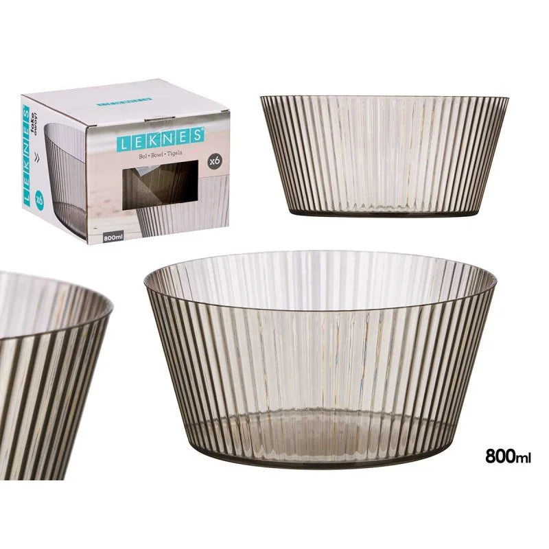 SET 6 BOLES GRIS RAYAS 800 ML