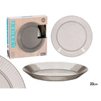 SET 6 PLATOS LLANOS GRIS RAYAS 23CM