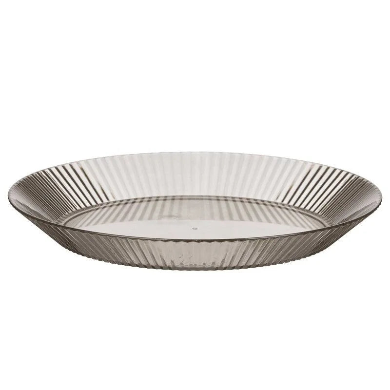 SET 6 PLATOS LLANOS GRIS RAYAS 23CM