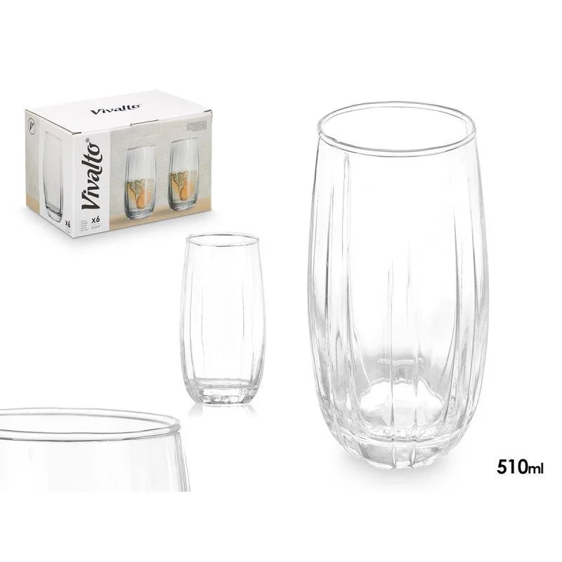 SET 6 VASOS ALTOS DE CRISTAL