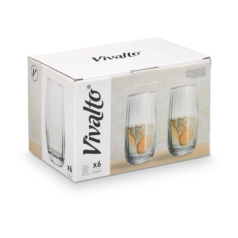 SET 6 VASOS ALTOS DE CRISTAL