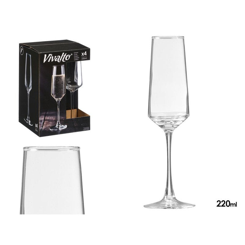 SET 4 COPAS DE CAVA TRANSPARENTES