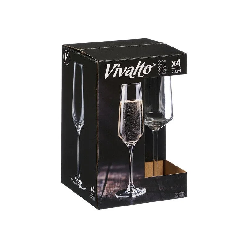 SET 4 COPAS DE CAVA TRANSPARENTES