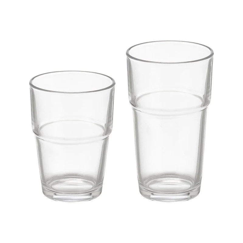 SET 12 VASOS DE VIDRIO APILABLES EN DOS TAMAÑOS