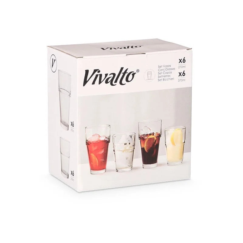 SET 12 VASOS DE VIDRIO APILABLES EN DOS TAMAÑOS