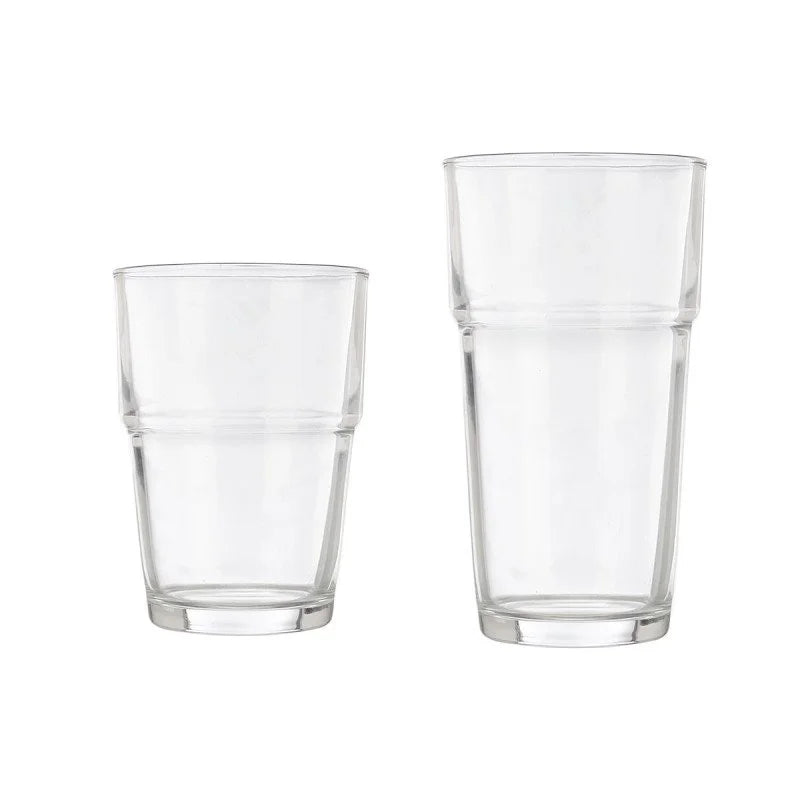 SET 12 VASOS DE VIDRIO APILABLES EN DOS TAMAÑOS