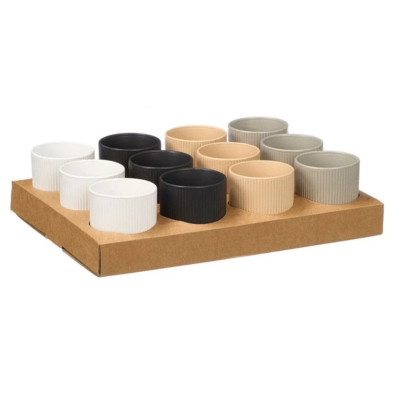 VASOS DE PORCELANA ESTRIADO COLORES NEUTROS