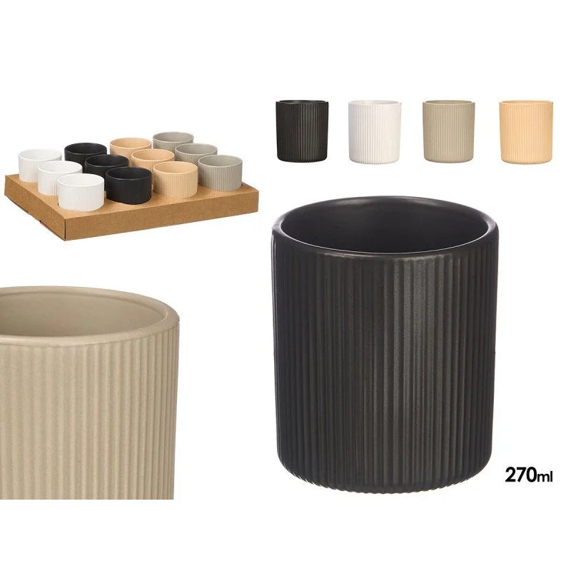 VASOS DE PORCELANA ESTRIADO COLORES NEUTROS