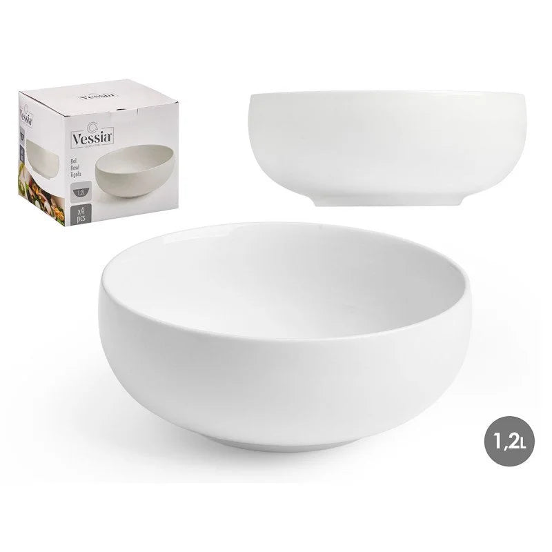 SET 4 BOLES BLANCOS DE CERÁMICA