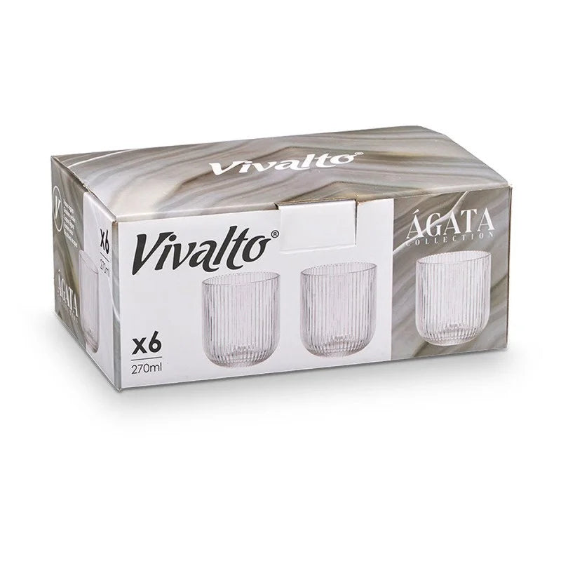 SET 6 VASOS COLOR GRIS CON RELIEVE