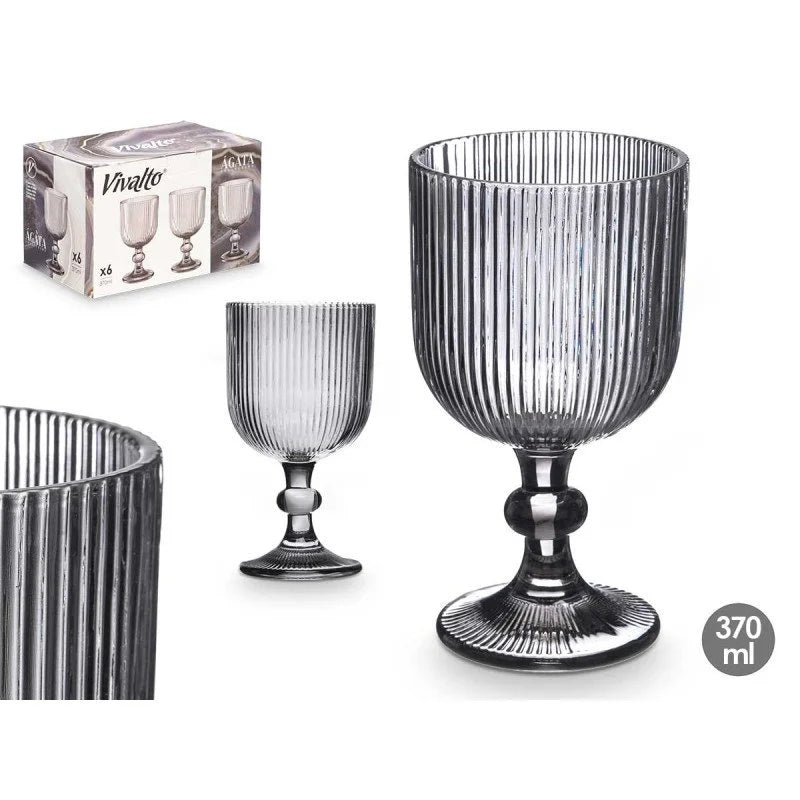 SET 6 COPAS GRIS CON RELIEVE