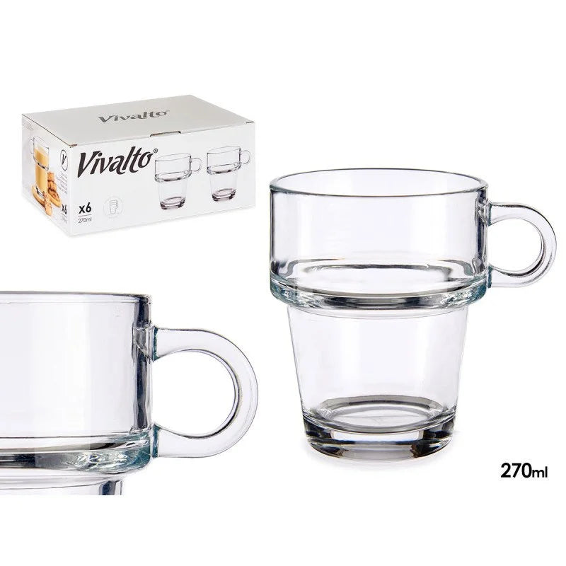 SET 6 TAZAS DE VIDRIO APILABLES