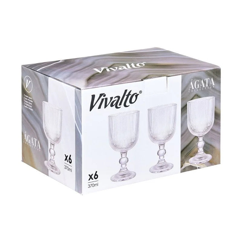 SET 6 COPAS TRANSPARENTES CON RELIEVE