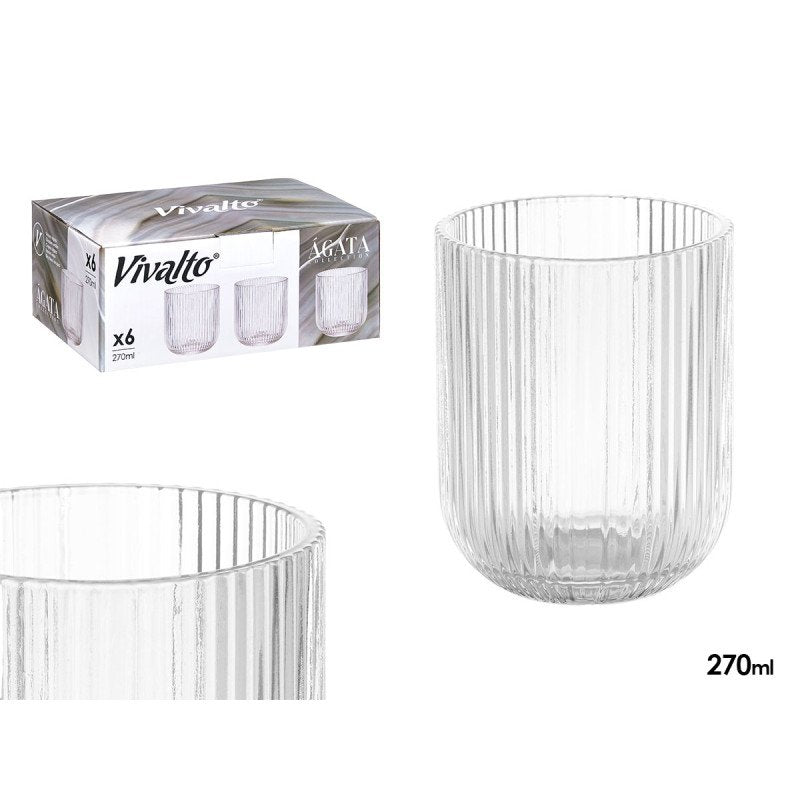 SET 6 VASOS TRASNPARENTES CON RELIEVE