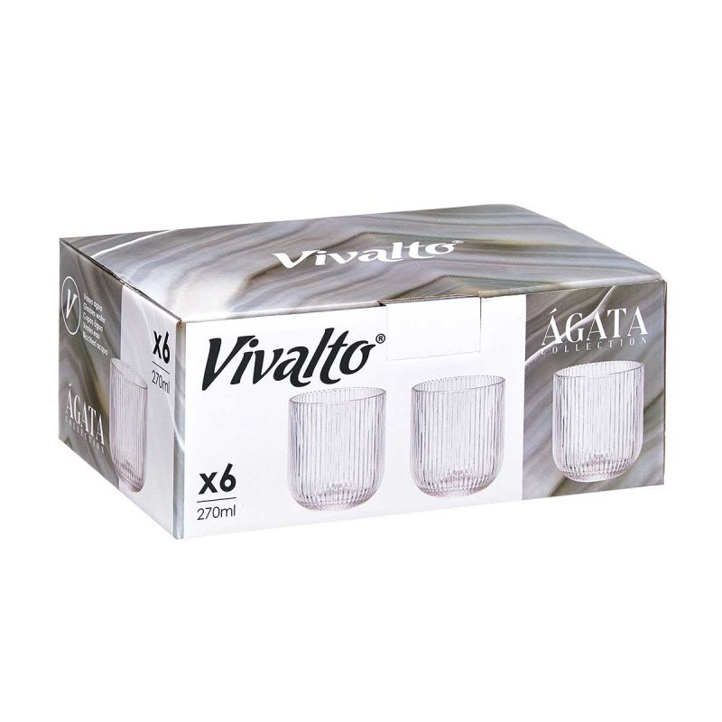 SET 6 VASOS TRASNPARENTES CON RELIEVE