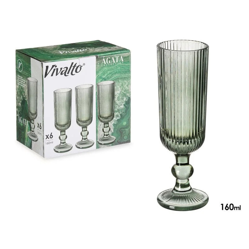 SET 6 COPAS CHAMPÁN VERDE MUSGO