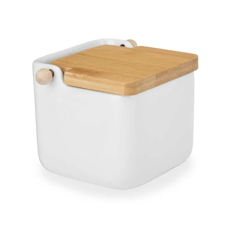 SALERO DE CERÁMICA CON TAPA DE BAMBÚ