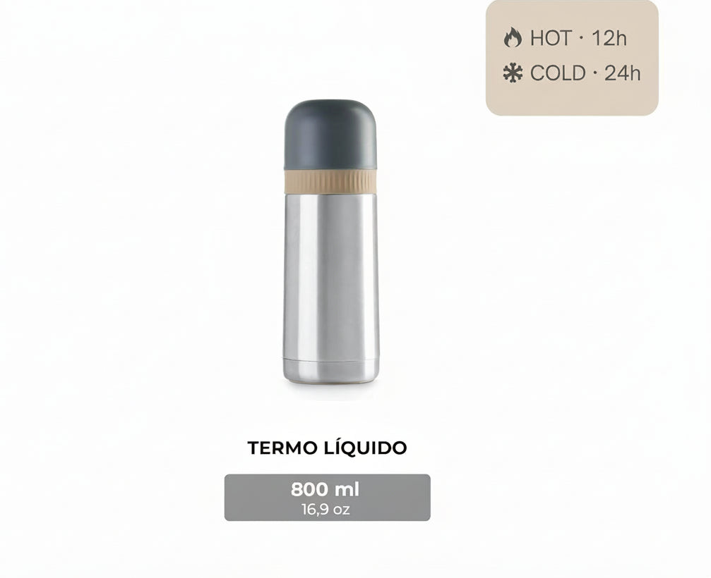 TERMO PARA LÍQUIDOS DE ACERO INOXIDABLE 800 ML BRA