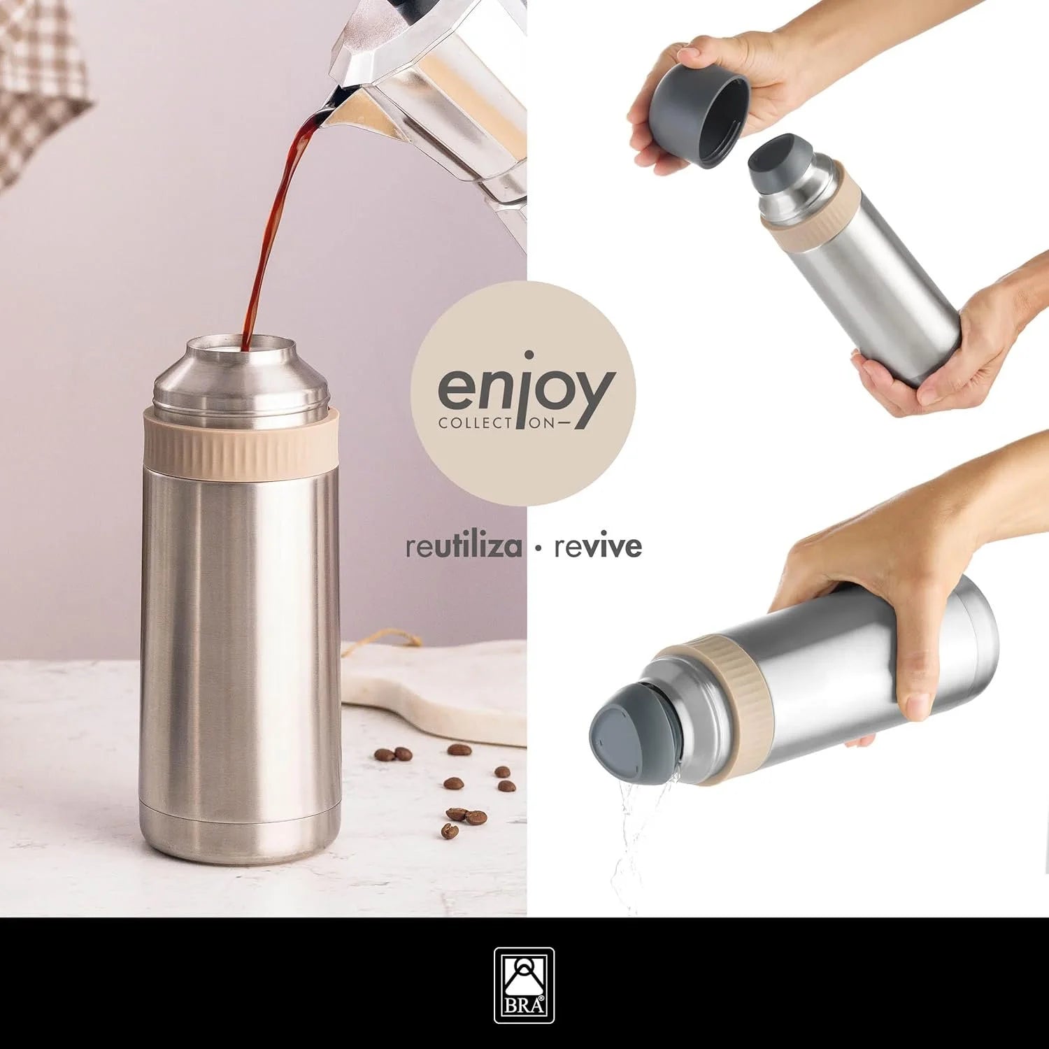TERMO PARA LÍQUIDOS DE ACERO INOXIDABLE 800 ML BRA