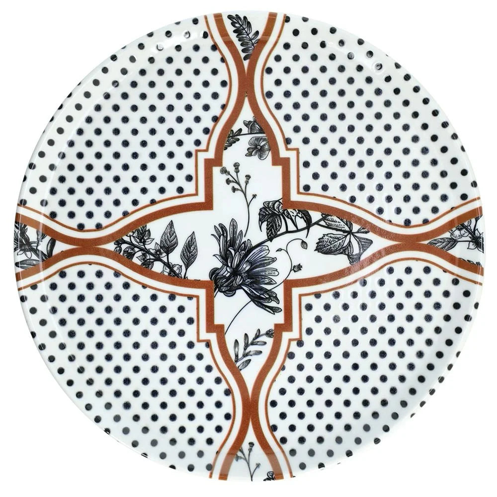 PLATO DE PIZZA DECORADO BLANCO Y NEGRO