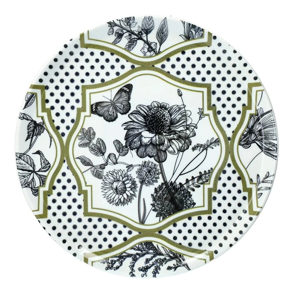 PLATO DE PIZZA MOSAICO FLORAL VERDE
