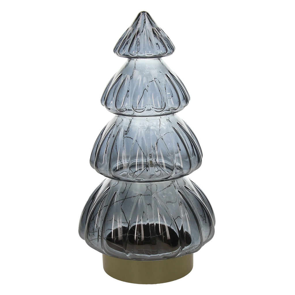 ÁRBOL DECORATIVO DE CRISTAL GRIS CON LUZ LED