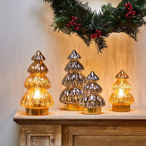 ÁRBOL DECORATIVO DE CRISTAL GRIS CON LUZ LED