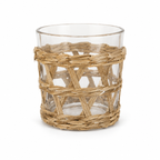 SET 6 VASOS DE CRISTAL CILINDRICOS CON FUNDA DE MIMBRE