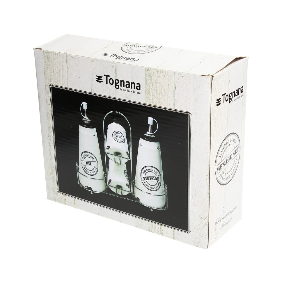 SET ACEITERA, VINAGRERA, SALERO Y PIMENTERO TOGNANA