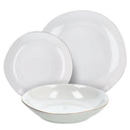 VAJILLA DELPHI BLANCA CON FILO DORADO 18 PIEZAS
