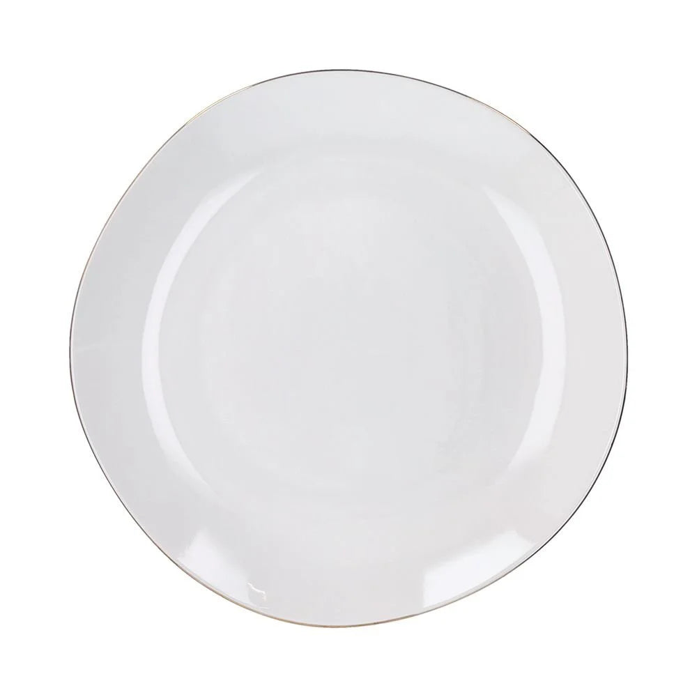 VAJILLA DELPHI BLANCA CON FILO DORADO 18 PIEZAS