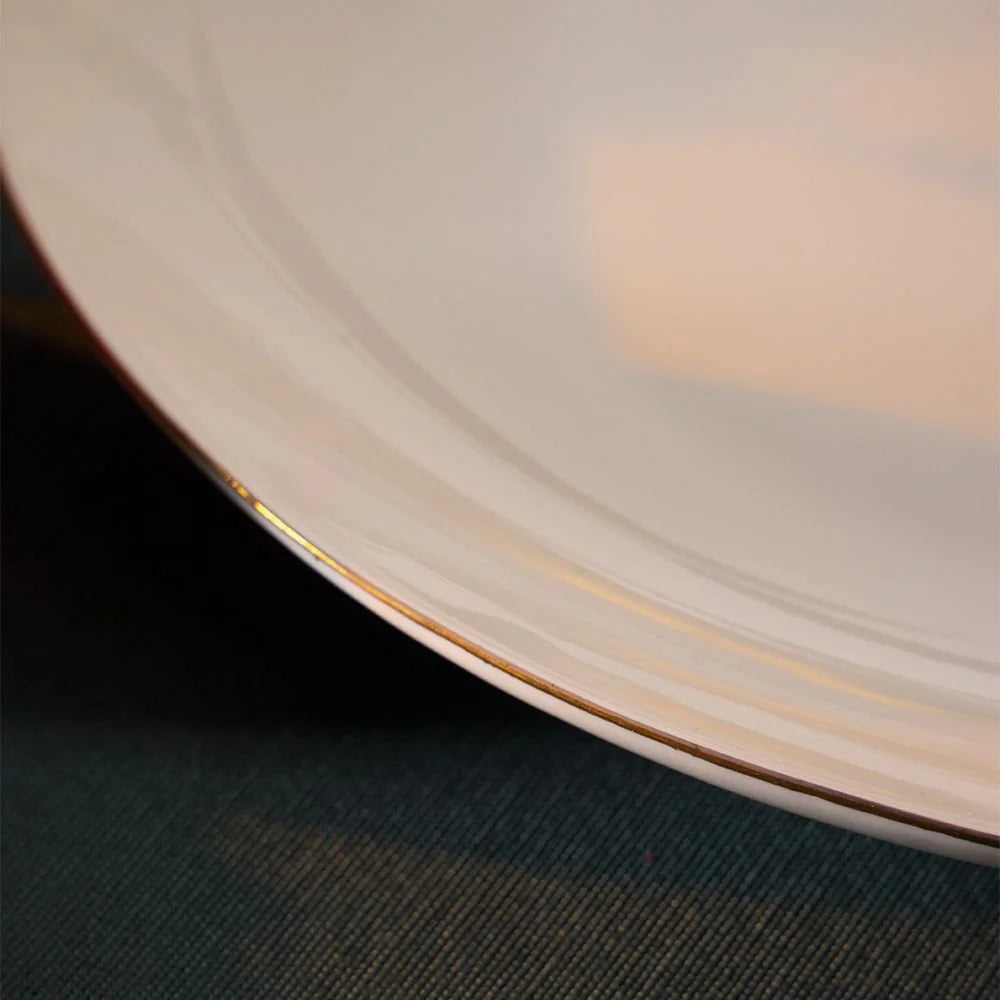 VAJILLA DELPHI BLANCA CON FILO DORADO 18 PIEZAS