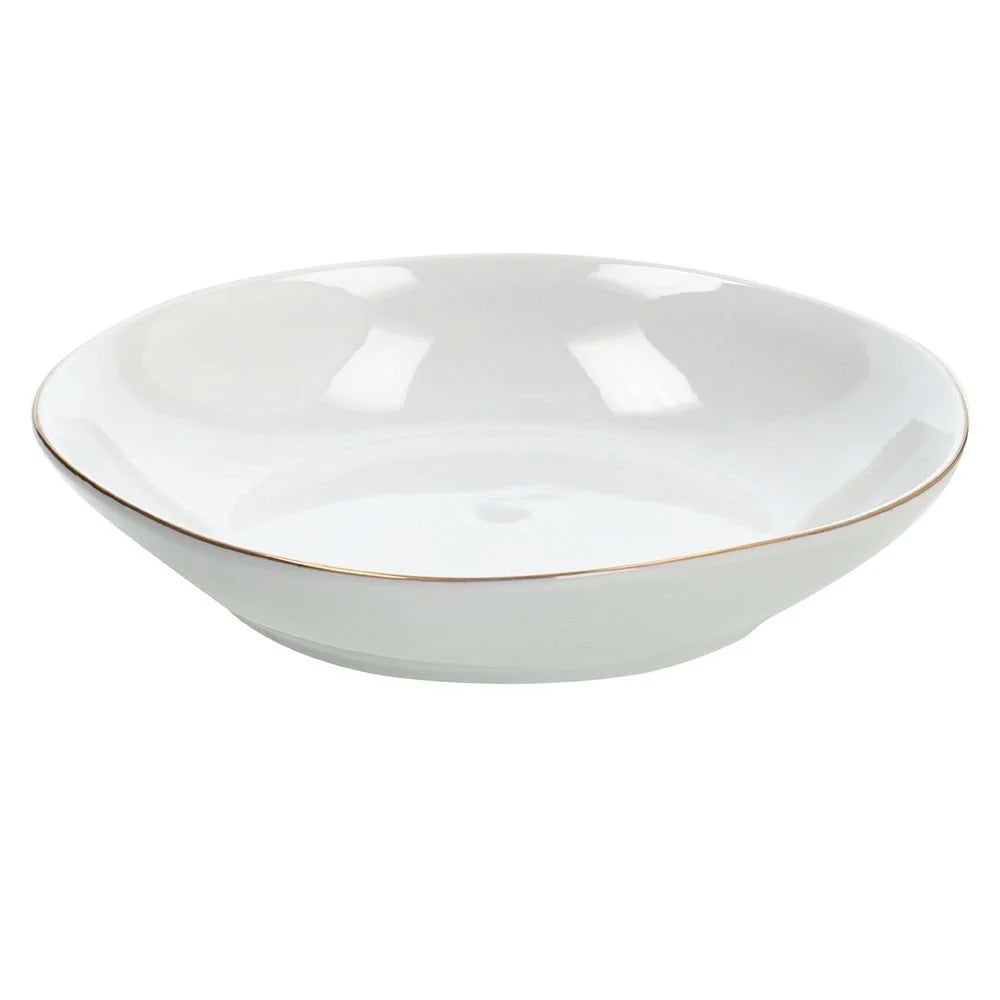 VAJILLA DELPHI BLANCA CON FILO DORADO 18 PIEZAS
