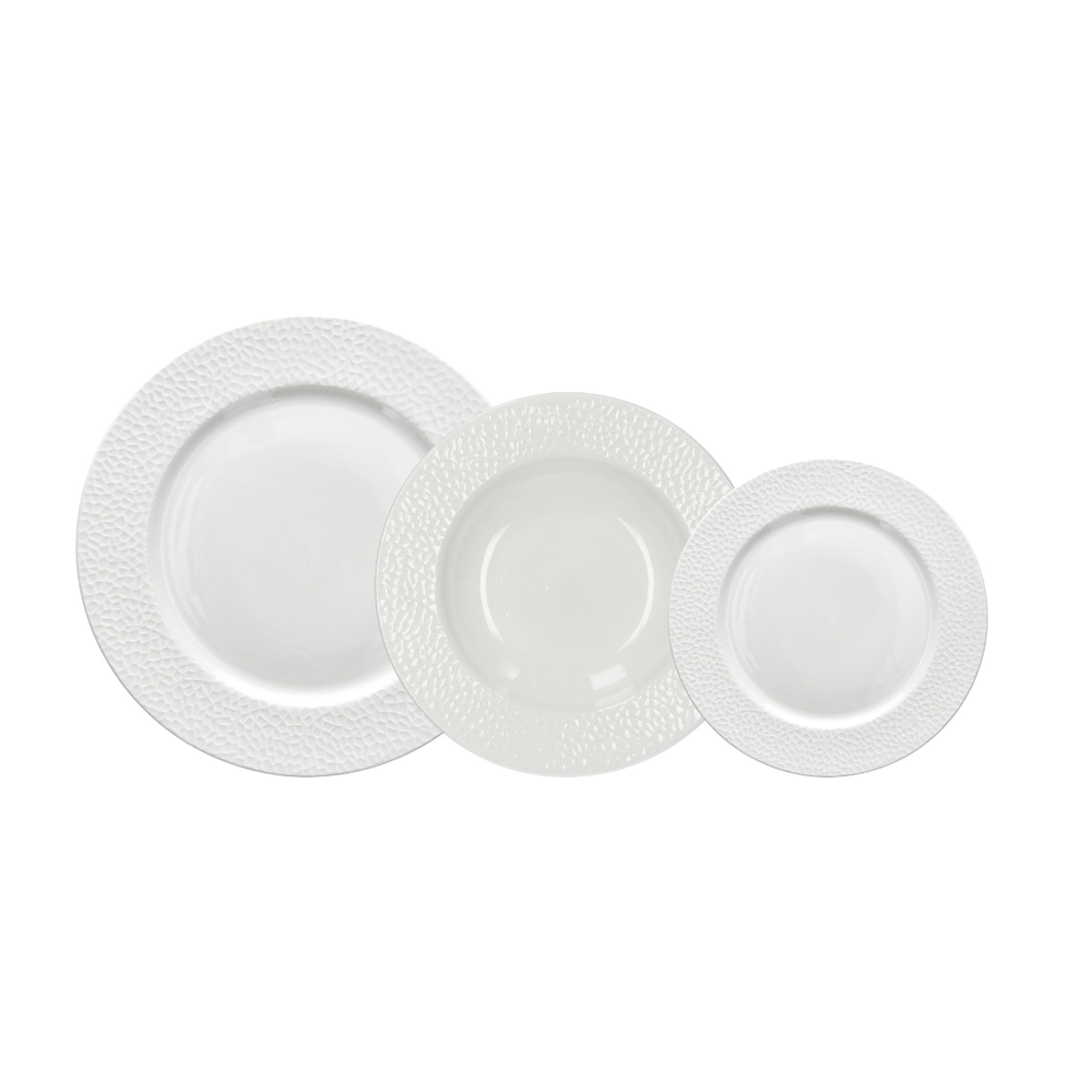 Vajilla blanca textura Golf, 18 piezas