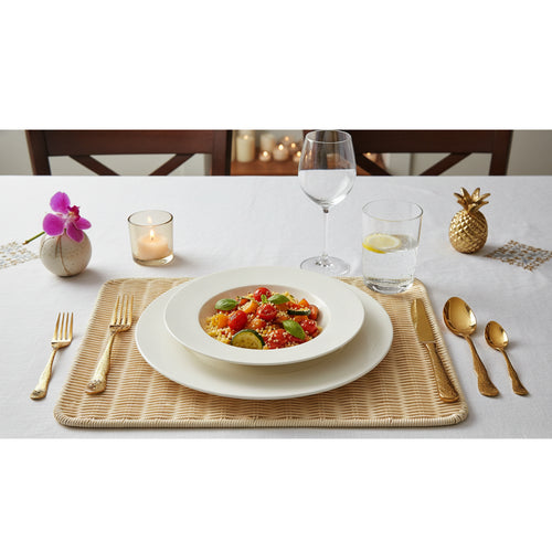 BAJO PLATO RECTANGULAR TRENZADO BEIGE