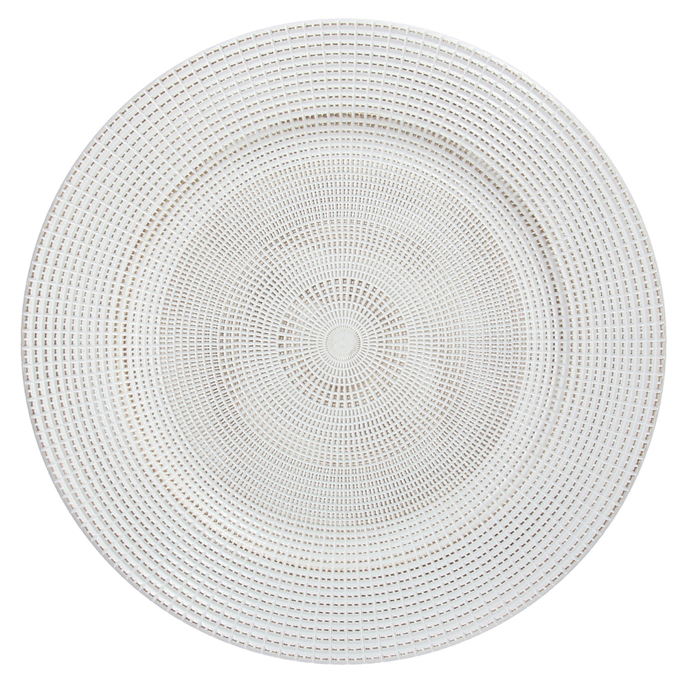 Bajo plato blanco texturizado