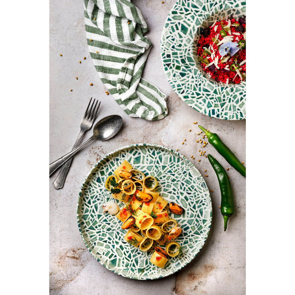 PLATO HONDO VERDE MOSAICO