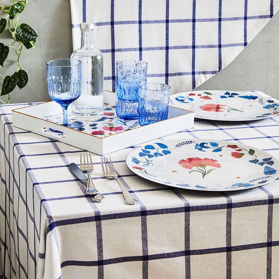 MANTEL PICNIC CUADROS AZUL