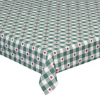 MANTEL CUADROS VERDES CON CORAZONES 140 X 240 CM