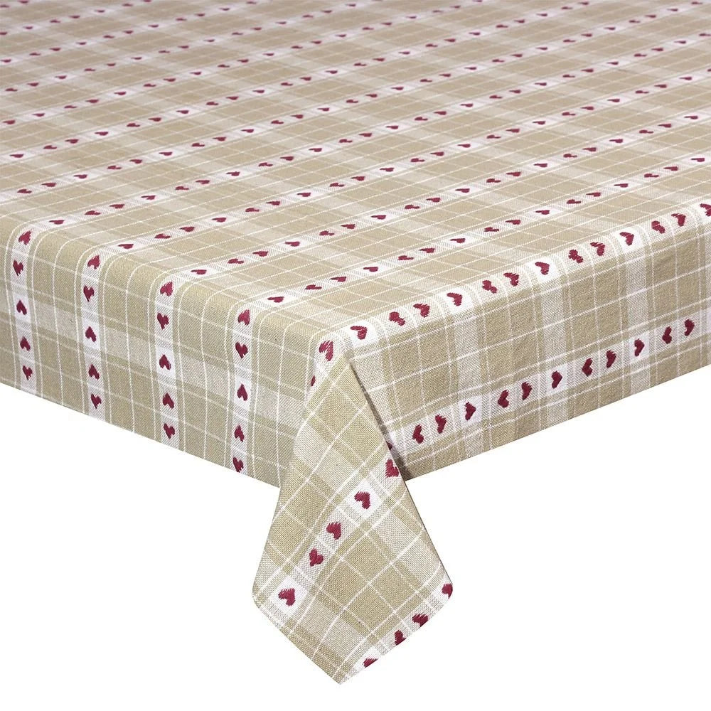 Mantel Algodón beige corazones 150 x 300 cm