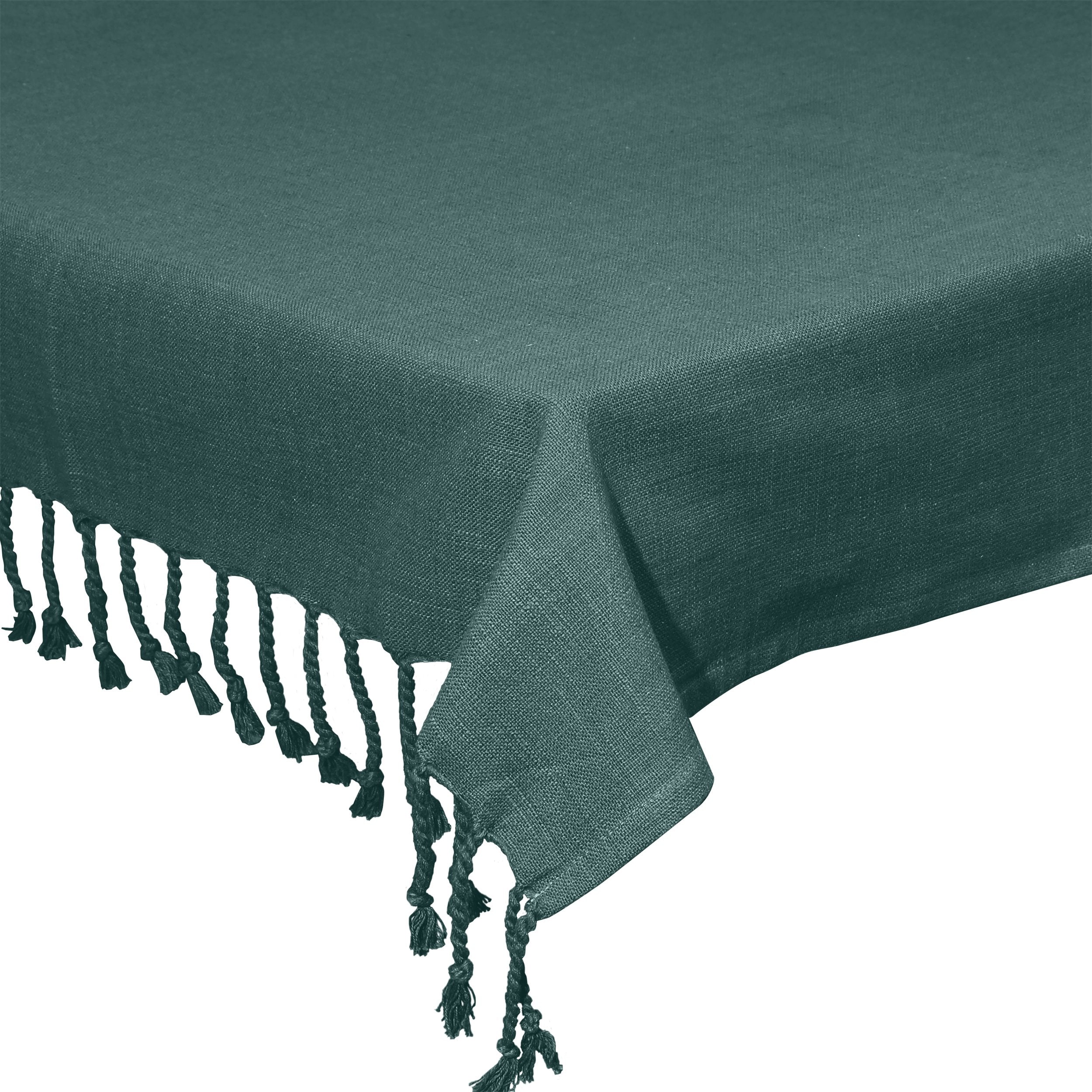 MANTEL CON FLECOS VERDE OSCURO 150×300CM