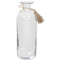 JARRON DECORATIVO CILINDRICO TRANSPARENTE CON BORLA